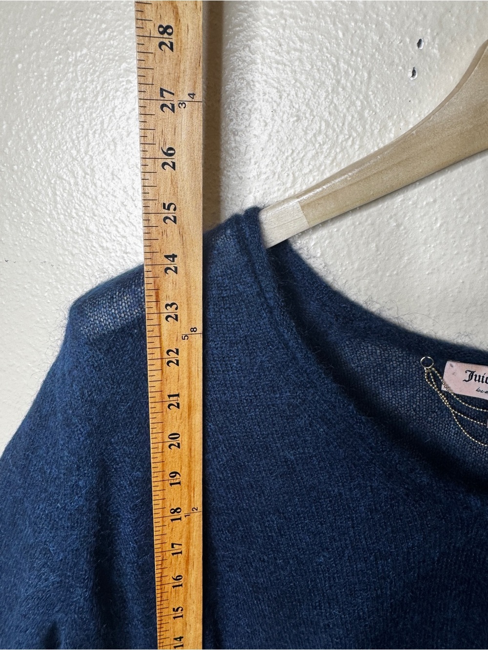 Juicy Couture Sweater Women’s Large Blue Short Sleeve Fuzzy Knit Y2K Top - Picture 3 of 6